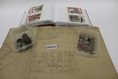 Lot 1425 - Mixed ephemera including modern Louis Wain and Battle cards, some coinage etc.
