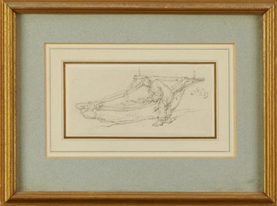 Lot 1203 - George Chinnery (1774-1852) pencil on paper - Coolie at work on a Sampan, 15cm x 7cm, mounted in glazed gilt frame