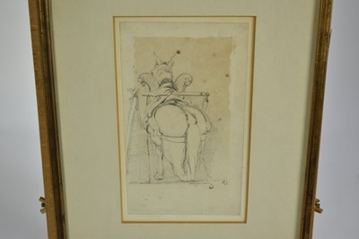 Lot 96 - Samuel Prout (1783-1852) pencil sketch of a horse in harness, 18cm x 11cm, in glazed gilt frame