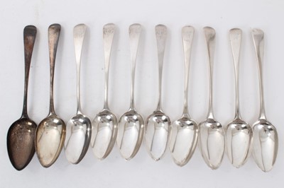 Lot 361 - Collection of ten Georgian and later silver Old English pattern table spoons