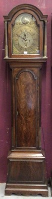 Lot 691 - 18th century 8-day longcase clock by John Roning, Newmarket with brass arched dial with bird to arch, subsidiary seconds and date aperture in mahogany case with arched top 224cm high