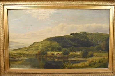 Lot 196 - E. Stanley, 19th century, oil on canvas - Highland Landscape, signed, 76cm x 127cm, in gilt frame