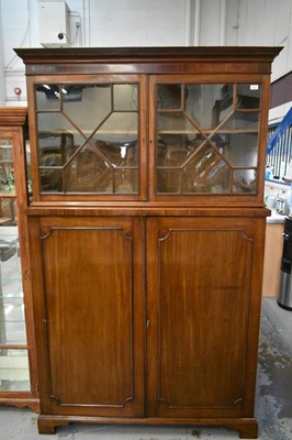 Lot 1002 - 19th century mahogany cupboard with associated glazed top