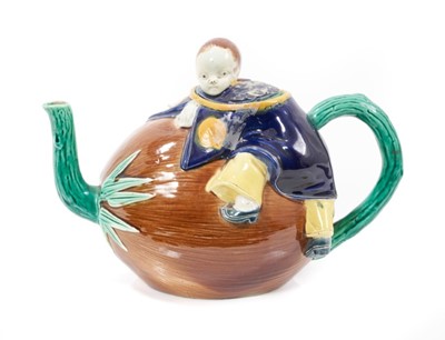 Lot 168 - 19th century majolica teapot