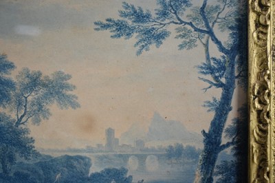 Lot 1220 - Felix M. Ferdinand Storelli (Italian, 1778-1854) watercolour - Arcadian Landscape, signed beneath mount, 22cm x 29cm, in gilt and wooden frame 
Provenance: Charles Plante Fine Art, Washington