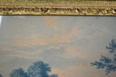 Lot 1220 - Felix M. Ferdinand Storelli (Italian, 1778-1854) watercolour - Arcadian Landscape, signed beneath mount, 22cm x 29cm, in gilt and wooden frame 
Provenance: Charles Plante Fine Art, Washington