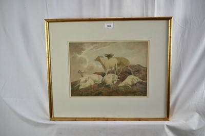 Lot 189 - Robert Hills (1769-1844) watercolour - Sheep at Rest, signed verso, 26cm x 36cm, in glazed gilt frame