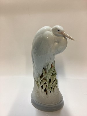Lot 1112 - Royal Copenhagen porcelain model of a Heron, number 532, 27cm high