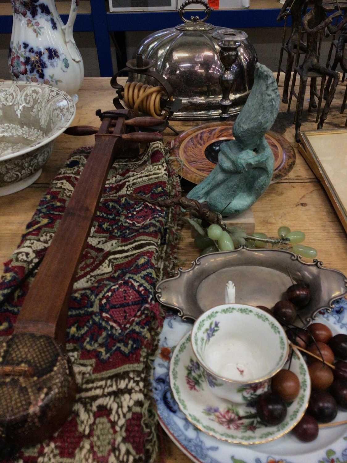 Lot 13 - Sundry items, including silver, silver plate, prayer rug, etc