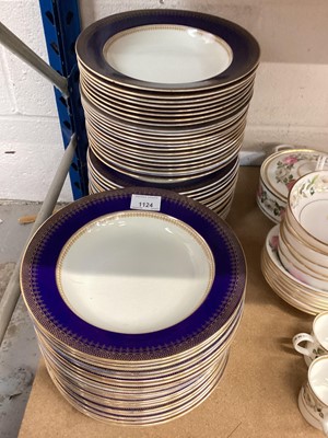 Lot 1124 - Wedgwood blue and gilt part dinner service - 57 pieces