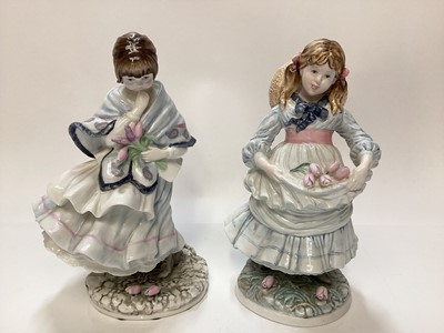 Lot 1127 - Two Coalport limited edition figures - Childhood Toys and Visiting Day, Royal Doulton figure - Shirley HN2702, two Wedgwood figures - Enchanted Evening and Afternoon Promenade, Lladro figure and on...