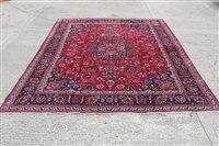 Lot 1220 - Meshed Carspet, the crimson field with central...