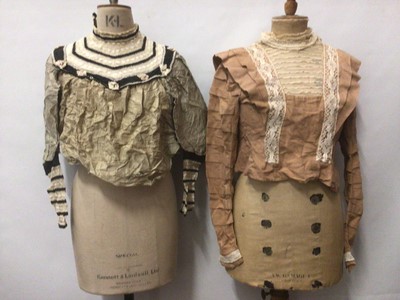 Lot 2064 - Box of Victorian clothing in need of attention including bodices, jackets, skirt etc.