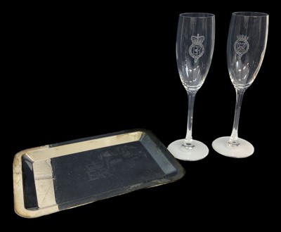 Lot 211 - H.M. Queen  Elizabeth II Christmas 2007 pair champagne flutes