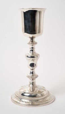 Lot 234 - Late 19th century French silver plated and white metal chalice in case