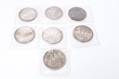 Lot 214 - G.B. - Mixed silver Crowns to include George IV 1821 VG Victoria JH 1889 F, 1890 VG, 1892 VG, OH 1894 LVIII F, 1897 LXI AVF & 1900 LXIV G (7 coins)