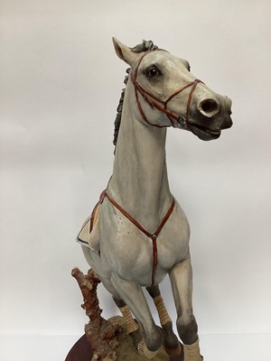 Lot 1192 - Large Sherratt and Simpson model of a jockey on a rearing horse, on plinth base, dated 89 and numbered 127, 49.5cm high