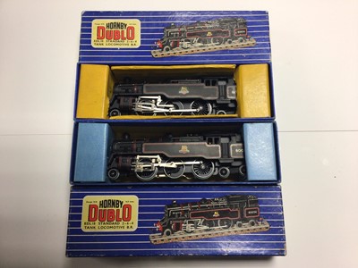 Lot 100 - Hornby Duplo 3 rail BR black Early Emblem 2-6-4 EDL18 Tank locomotive 80054 (x2) and 0-6-2 EDL17 tank locomotive, all boxed (3)