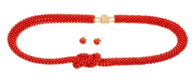 Lot 493 - Italian coral necklace and earrings