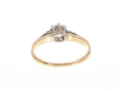 Lot 473 - Diamond single stone ring with an old cut diamond estimated to weigh approximately 0.50cts in platinum setting on 18ct yellow gold shank