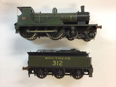 Lot 311 - Hand built SR green 4-4-0 tender locomotive 312 by Claude Standfast signed 1954, constructed BR lined green 4-6-0 'King Richard I' tender locomotive 6027, Hornby Duplo BR green diesel 'Crepello' D9...