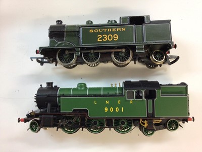 Lot 311 - Hand built SR green 4-4-0 tender locomotive 312 by Claude Standfast signed 1954, constructed BR lined green 4-6-0 'King Richard I' tender locomotive 6027, Hornby Duplo BR green diesel 'Crepello' D9...