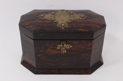 Lot 730 - A Victorian coromandel and brass mounted two-division tea caddy