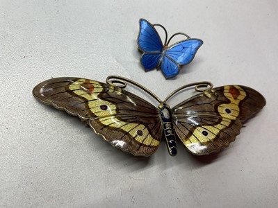 Lot 852 - Two silver and enamel butterfly brooches