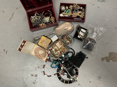 Lot 883 - Collection of various costume and dress jewellery and a silver hand mirror