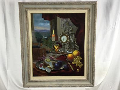 Lot 122 - Boros Gyula (Hungarian, b.1951) oil on panel, still life, 58cm x 48cm, framed