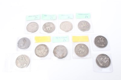 Lot 2 - G.B. - Mixed silver Crowns to include George III 1818, 1819, 1820 x 3, George IV 1821 x 4 & 1822 x 2 (N.B. Mixed grades G-AVF) (11 coins)