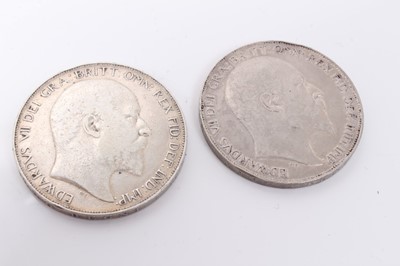 Lot 5 - G.B. - Edward VII silver Crowns 1902 x 2 GF-AVF (2 coins)