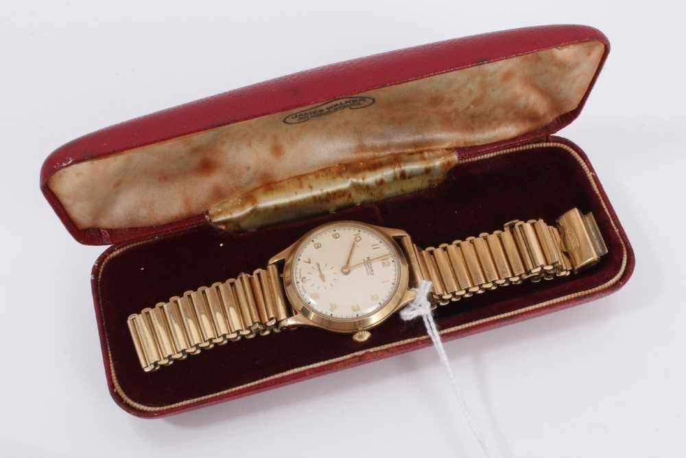 Lot 866 - 1950s 9ct gold cased Rotary Maximus wristwatch (Birmingham 1953) on gold plated bracelet