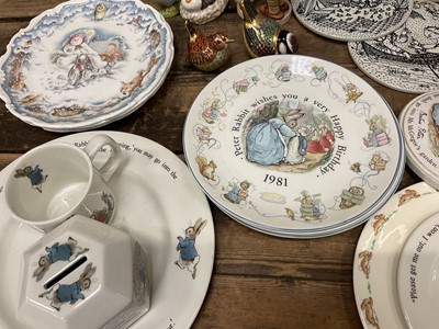 Lot 283 - Collection of Beswick Beatrix Potter figures, Hummel figures, Peter Rabbit plates, Bunnykins, children's ceramics and similar