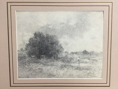 Lot 288 - Louis Felix Achille Dien (French, 1827-1904) charcoal landscape, signed