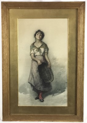 Lot 63 - Italian School lithograph of a young girl, 49cm x 28cm in good gilt frame