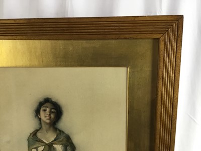 Lot 63 - Italian School lithograph of a young girl, 49cm x 28cm in good gilt frame