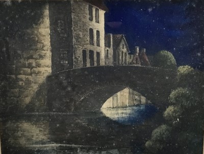 Lot 246 - Vincent Carr aquatint - Pont du Cheval Bruges, signed and titled in pencil, 21cm x 26cm, in glazed frame (55cm x 48cm overall)