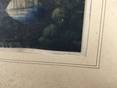 Lot 70 - Vincent Carr aquatint - Pont du Cheval Bruges, signed and titled in pencil, 21cm x 26cm, in glazed frame (55cm x 48cm overall)