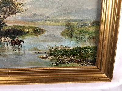 Lot 137 - Richard Sebastian Bond (1808 - 1886) oil on canvas, hay wagon fording 
a river, signed, 34 x 50cm, in gilt frame
