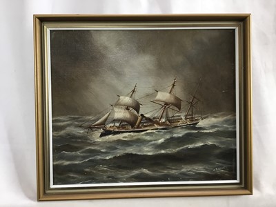 Lot 187 - J.T. Banks, early 20th century on artist board, HMS Swiftsure, signed, 25 x 29cm, framed