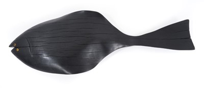 Lot 1294 - *Max Tannahill, contemporary, green heart wooden sculpture, Small Black Sole, with burnt finish, signed and dated 2022