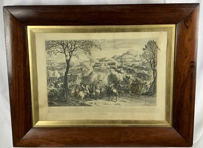 Lot 138 - An engraving of the Battle of Cullodon, April 16th 1746, 
published by Laurie and Whittle 1797 in a rosewood 
cushioned frame. External size 59 x 75cm