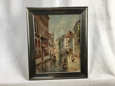 Lot 183 - K. Young (circa 1800), oil on panel, of a Venetian canal scene, signed, 25 x 20cm, framed