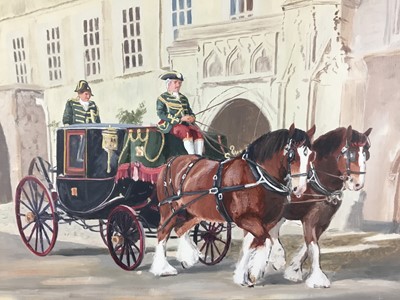Lot 180 - Penelope Douglas, oil on canvas, The Lord Mayor's Procession Norwich, 
signed, also inscribed verso, 49 x 74cm, framed