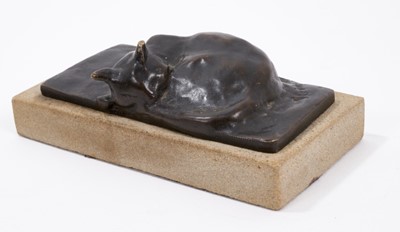 Lot 708 - Theophile Alexandre Steinlen (1859-1923) bronze sculpture, Chat Endormi, c.1900, mounted on a plinth  
Provenance: The Gillian Jason Gallery, circa late 1980s