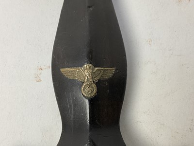 Lot 875 - Scarce Nazi SS model 1933 dress dagger, with ebonised wood grip and nickel plated fittings - the crossguard marked with 'I', the blade etched 'Meine Ehre heist True' and Rich Herder Solingen, retai...