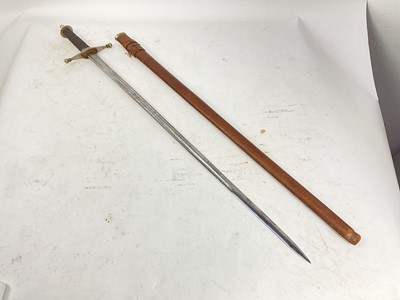 Lot 802 - First World War Scottish Officer's broadsword with nickel plated cruciform hilt, shagreen covered grip, etched blade by Fenton Bros, Sheffield with etched officers name ' R.Clarkson 1/6 Royal Scots...