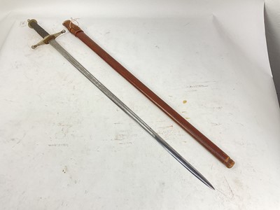 Lot 802 - First World War Scottish Officer's broadsword with nickel plated cruciform hilt, shagreen covered grip, etched blade by Fenton Bros, Sheffield with etched officers name ' R.Clarkson 1/6 Royal Scots...