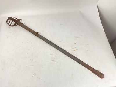 Lot 806 - Victorian 1822 Pattern Light Cavalry officer's Wilkinson Patent solid hilt sword with regulation three bar guard, etched blade with crowned VR cipher and Officers name 'A.D.Phelps' in steel scabbard